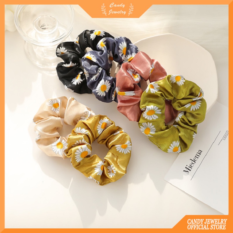 Phụ Kiện Tóc Thời Trang 1PC Cúc Dây Buộc Tóc Hoa Scrunchies Elastic Hair Bands New Ponytail Holder Hair Ties Rope