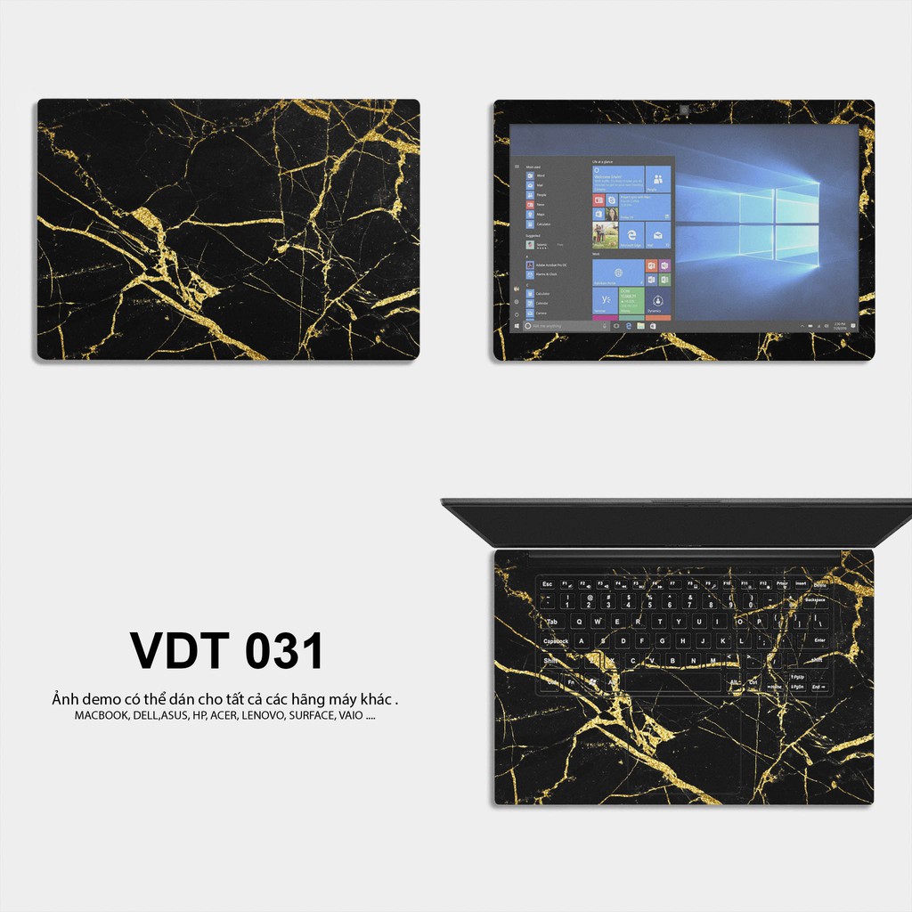 Bộ skin dán laptop mẫu Vân Đá Marble / Có mẫu decal dán cho tất cả các hãng máy tính