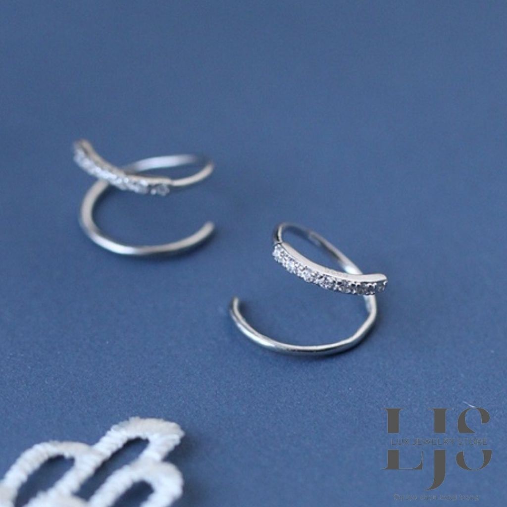 Khuyên tai mạ bạc không gỉ Lux Jewelry, bông tai kiểu xoắn đính đá giá rẻ - LUX773