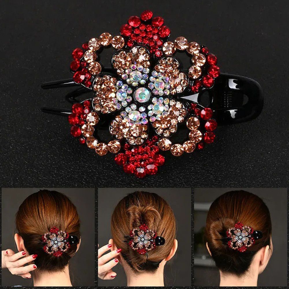 Kẹp tóc họa tiết hoa lấp lánh thời trang cho nữ