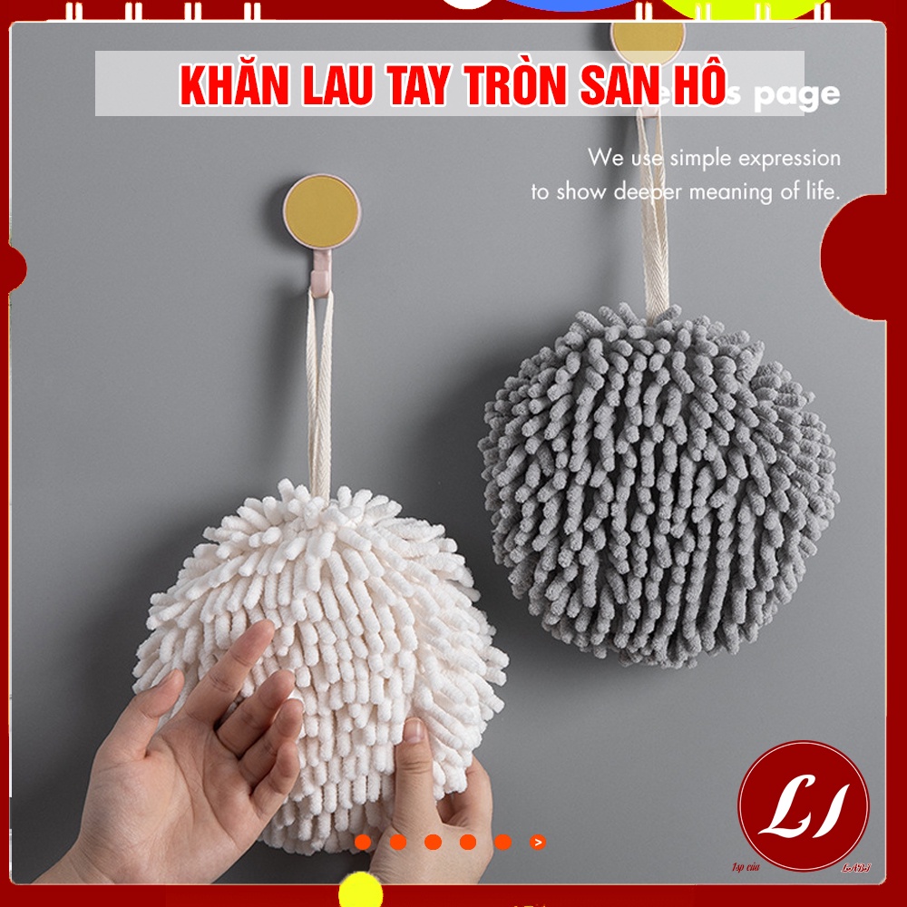 Khăn lau tay BÔNG TRÒN san hô dày dặn, mềm mại