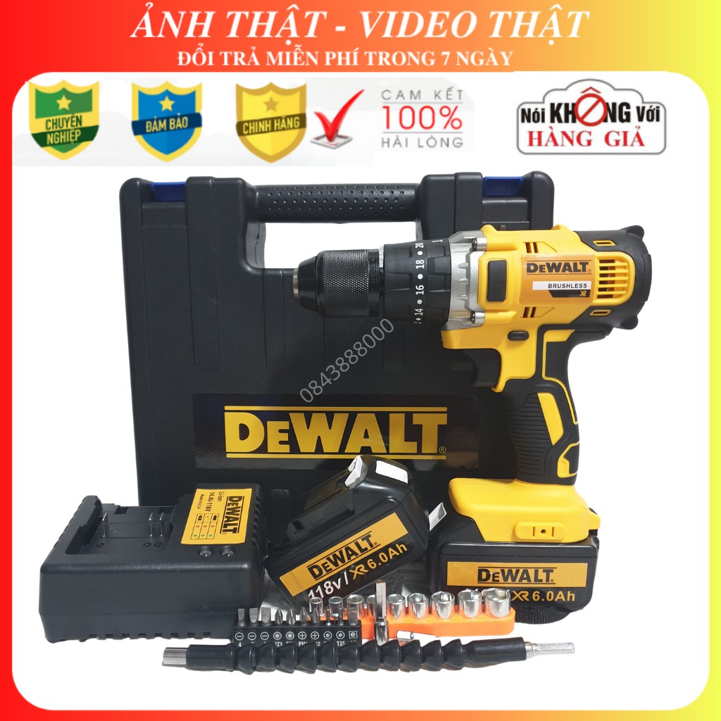 Khoan pin DEWALT 118V - Máy Bắn Vít 2 PIN KHỦNG 10 CELL - 3 chức năng: Khoan bê tông, sắt, gỗ, bắn vít, bắn tôn...