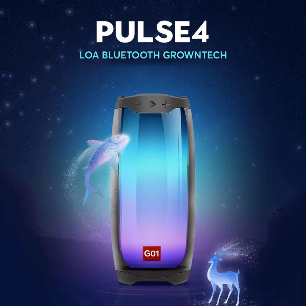 Loa blutooth mini GrownTech  Pulse 4, công suất 20W chống nước âm thanh phát theo nhạc 360 độ đèn led