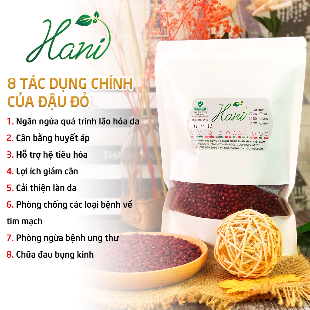 1Kg Đậu đỏ hạt nhỏ hữu cơ thuần chủng KHÔNG BIẾN ĐỔI GEN 100%  Nông Sản Hani Food