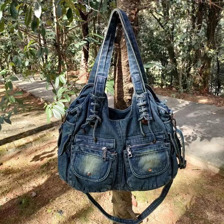 Túi Xách Denim Sức Chứa Lớn Phong Cách Retro Thời Trang Cho Nữ