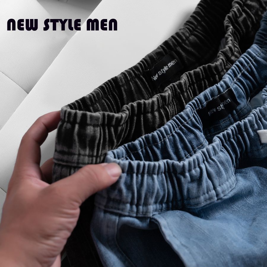 -Quần short jean xanh bạc trên gối  chất vải Denim co giản đứng form