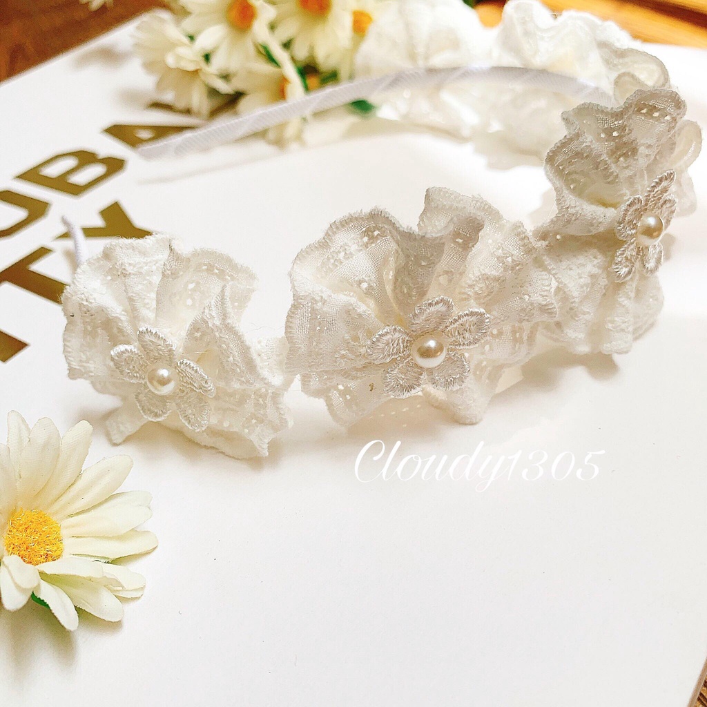 Cài tóc/Bờm tóc hoa đính hạt phong cách tiểu thư