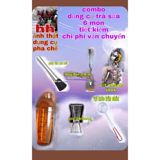 Combo 6 món dụng cụ pha chế cần thiết giá chuẩn cho quầy bar pha chế trà sữa, bartender