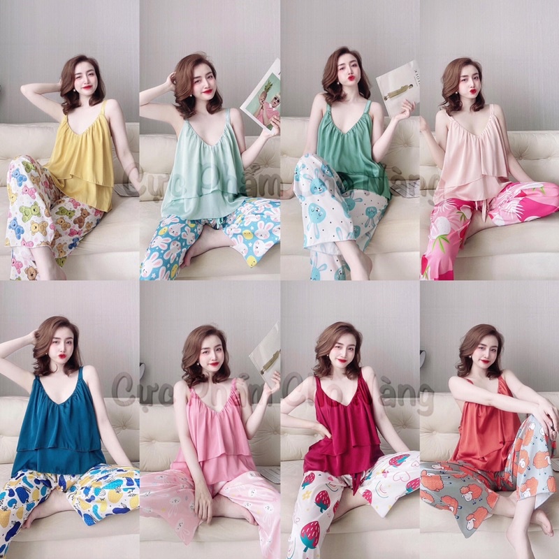 Đồ bộ xinh Đồ mặc nhà LỤA LATIN LOẠI I Đồ Lụa mặc nhà 2 dây cổ khoét | BigBuy360 - bigbuy360.vn