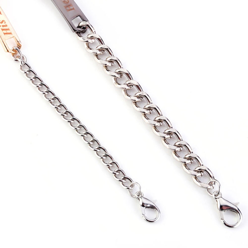 Vòng tay kim loại mặt khắc chữ HIS QUEEN / HER KING cho cặp đôi