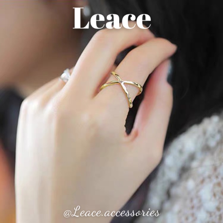 Nhẫn thép titan chữ X lồng nhau phong cách cá tính R014,015 Leace.accessories