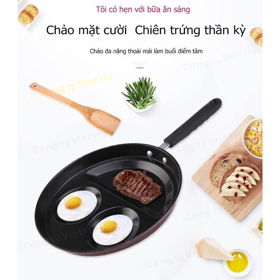 Chảo mặt cười 3 ngăn chống dính