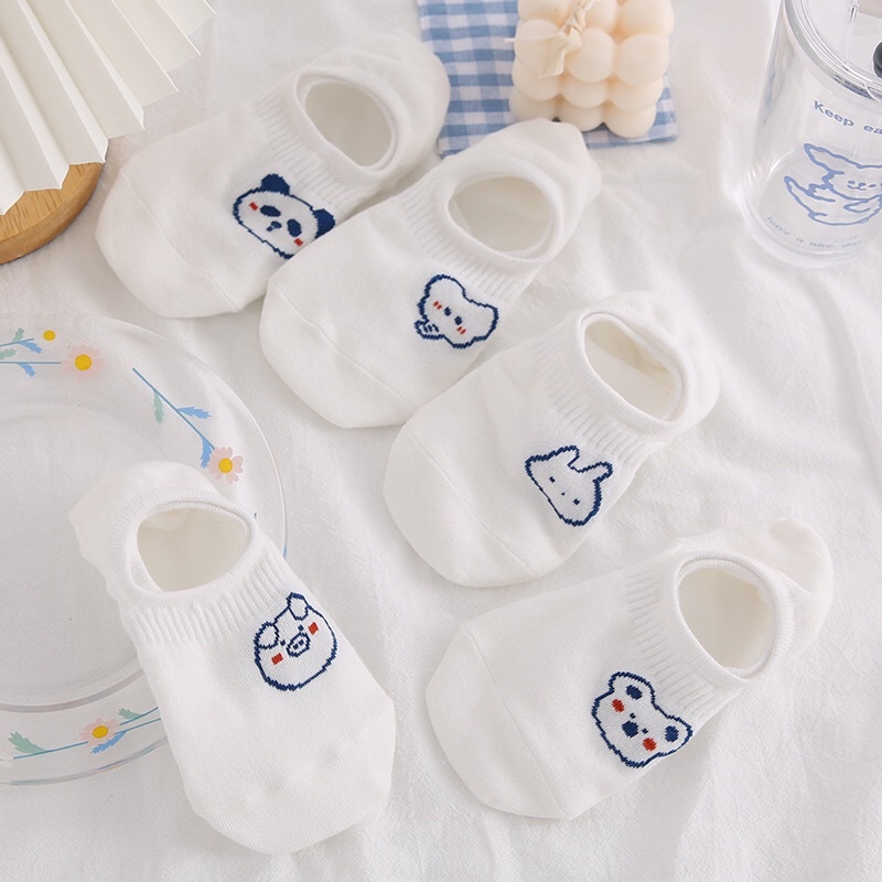 Tất Vớ Trắng Cổ Ngắn Hình Thú -Tất Trắng Trơn - Tất Trắng cổ ngắn Unisex