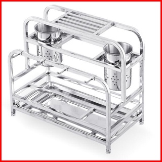 Kệ inox để dao thớt inox 304 kích thước 35x18x27cm, ống cắm đũa thìa, khay hứng nước inox xịn