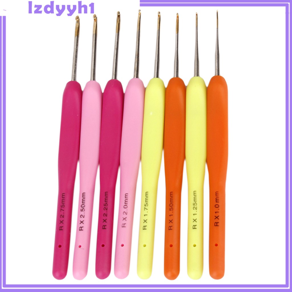 Set 8 Kim Móc Len Đầu Nhựa 1mm-2.75mm Nhiều Màu Sắc
