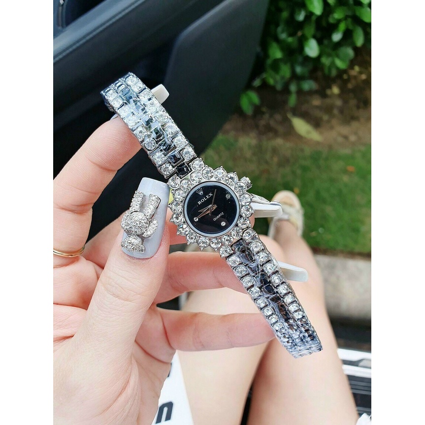 Đồng hồ đeo tay nữ, đồng hồ nữ ROLEX đính full đá cao cấp sáng lấp lánh, siêu sang chảnh, giá rẻ nhất thị trường