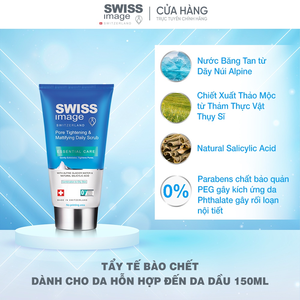 Tẩy Tế Bào Chết Dành Cho Da Hỗn Hợp Đến Da Dầu Swiss Image Pore Tightening &amp; Mattifying Daily Scrub 150ml