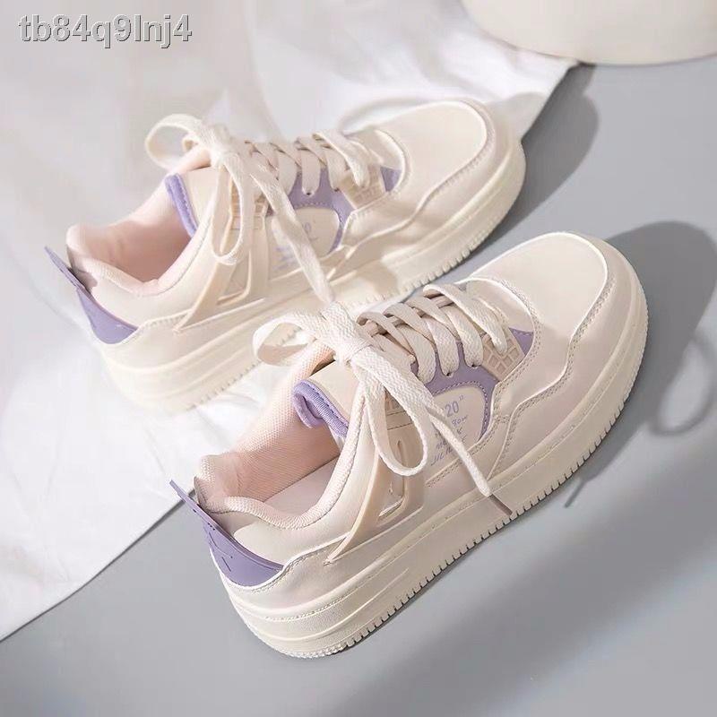 PLOVER chim gõ kiến ​​giày đế dày màu trắng nữ 2021 mới mùa xuân và thu tất cả các trận đấu sinh viên s