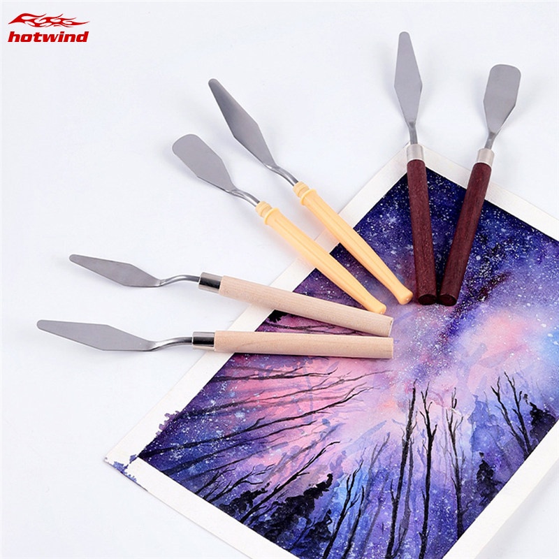 Hw Set 7 Dụng Cụ Trộn Màu Vẽ Tranh Sơn Dầu Bằng Thép Không Gỉ