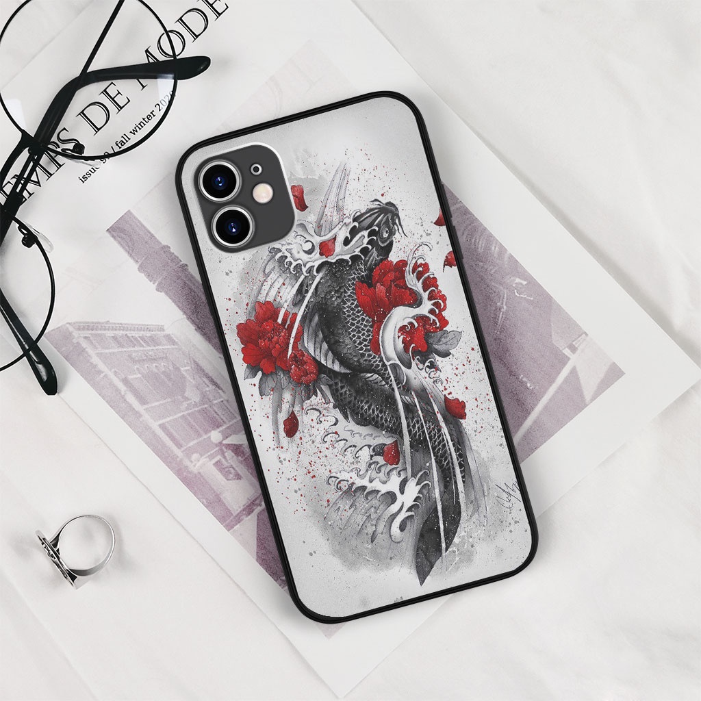 Ốp Lưng iphone in hình cá chép đen tuyền đẹp nhất ECOMEX dòng 7 8 Plus 11 12 13 14 Pro Max X Xr MYS20220205
