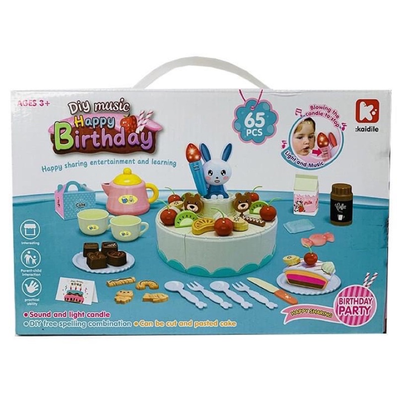 Đồ Chơi Cắt Bánh Sinh Nhật 65 Chi Tiết Có Đèn Và Âm Thanh - KaiDiLe G673A Diy Music Happy Birthday
