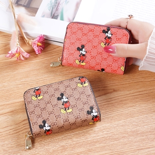 Ví Đựng Thẻ / Tiền Xu Cỡ Lớn Phối Khóa Kéo In Hình Chuột Mickey Kiểu Hàn Quốc Dễ Thương Giá Đỡ