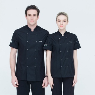 ÁO BẾP[ Sẵn hàng- Áo lưới co dãn] ĐỒNG PHỤC BẾP CỘC TAY MÀU ĐEN CÓ LƯỚI THOÁT KHÍ CO DÃN SAU LƯNG CHẤT LÌ KHÔNG XÙ VẢI