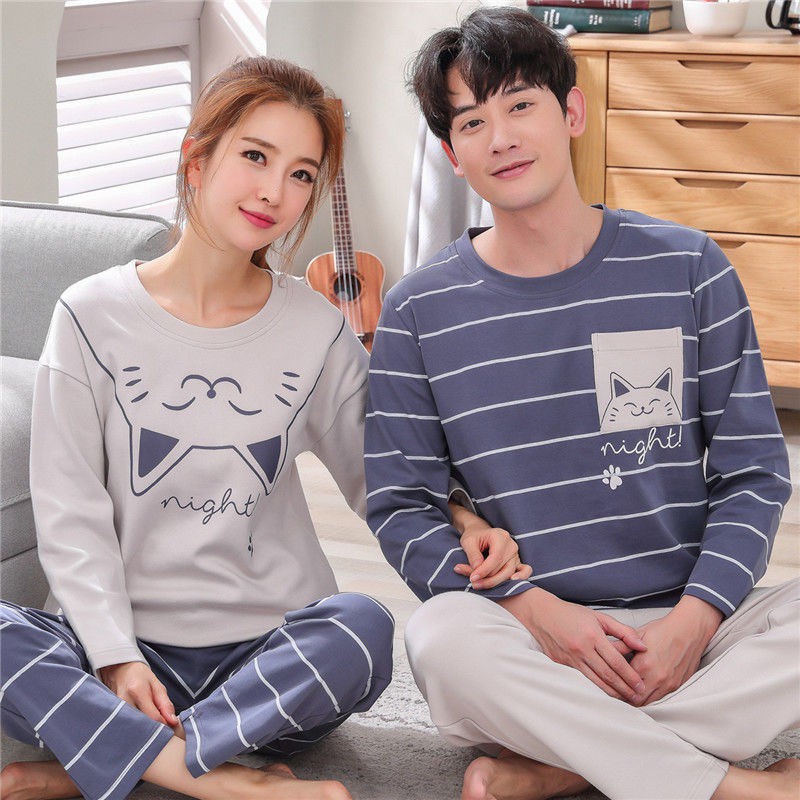 Bộ Đồ Ngủ Pijama áo nữ đồ bộ pyjama Đồ mặc nhà Pijama Bộ Đồ Ngủ Vải Satin Cotton Phong Cách Hàn Quốc Cho Nữ Đồ ngủ đôi đồ mặc nhà thu đông lụa cặp đôi cao cấp nam