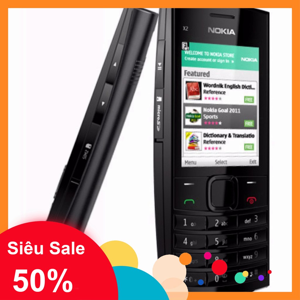 GIẢM 50% CÁC BÁC ƠI Điện Thoại 2 sim Nokia X2-02 Chinh Hãng bảo hành 12 Tháng GIẢM 50% CÁC BÁC ƠI