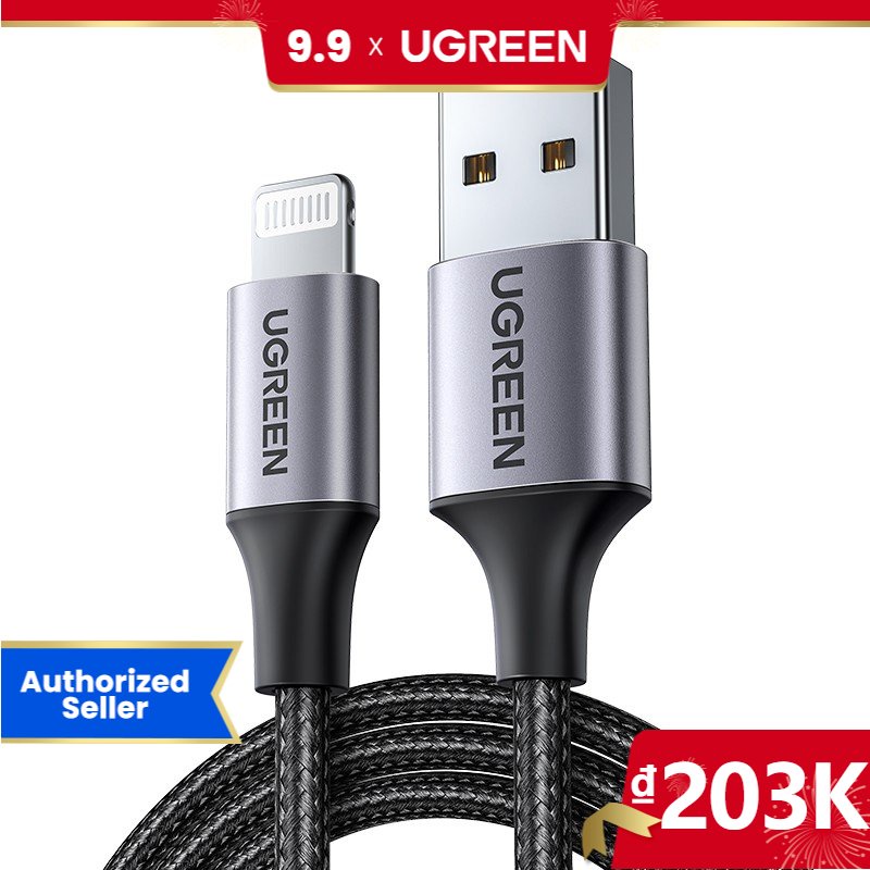 Cáp sạc nhanh UGREEN MFi Lightning sang USB 2.4A chất lượng cao cấp