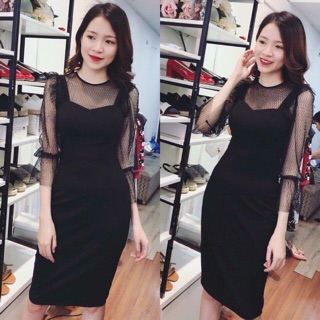 ❤️❤️Đầm body phối lưới kèm ảnh thật❤️❤️