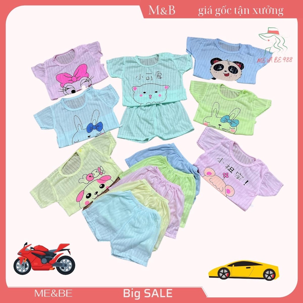 Đồ Bộ Bé Trai Bé Gái trẻ sơ sinh cộc tay cotton giấy Cho Bé Mặc Nhà Bộ Quần Áo Trẻ Em Dễ Thương Mùa Hè thời trang M&B