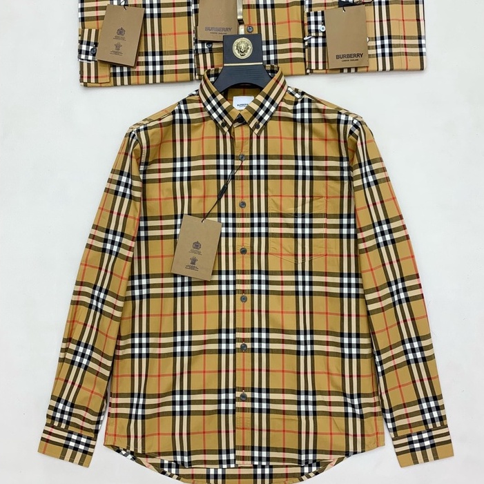 Áo sơ mi Burberry kẻ dập cúc khắc LA 1-1 on web
