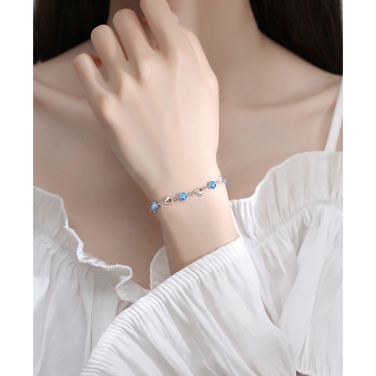 Lắc Tay nữ Bạc Ý S925 Đính Đá Sang Trọng Quí Phái LTZIRCONXANH3
