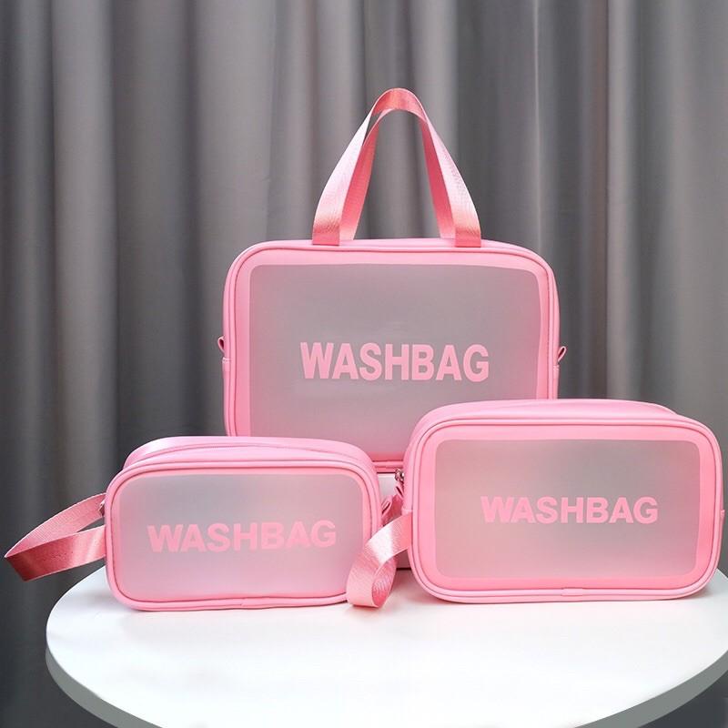 Set 3 túi đựng mỹ phẩm, đồ trang điểm du lịch chống thấm nước Washbag loại dày đẹp