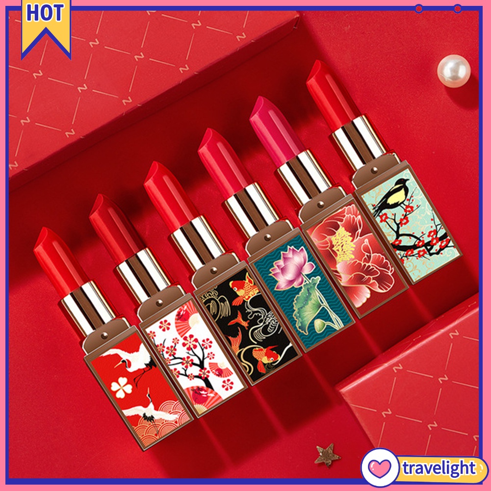 (Travelight) Set 6 son môi màu lâu trôi dưỡng ẩm phong cách Trung Hoa
