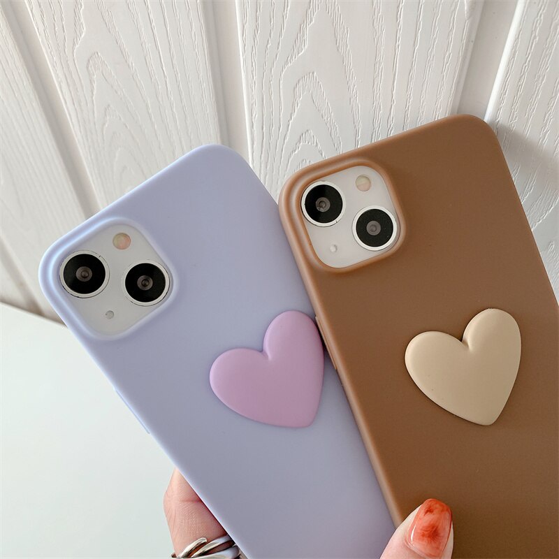 Ốp điện thoại TPU mềm mặt nhám màu kẹo hình trái tim đơn giản cho Xiaomi Redmi Note 11 10 11T Pro Poco M3 M4 Pro 5G
