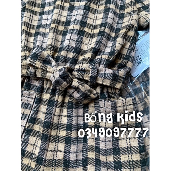 Jumsuit Dạ Bé Gái Kẻ Ô Nâu Vàng GJ