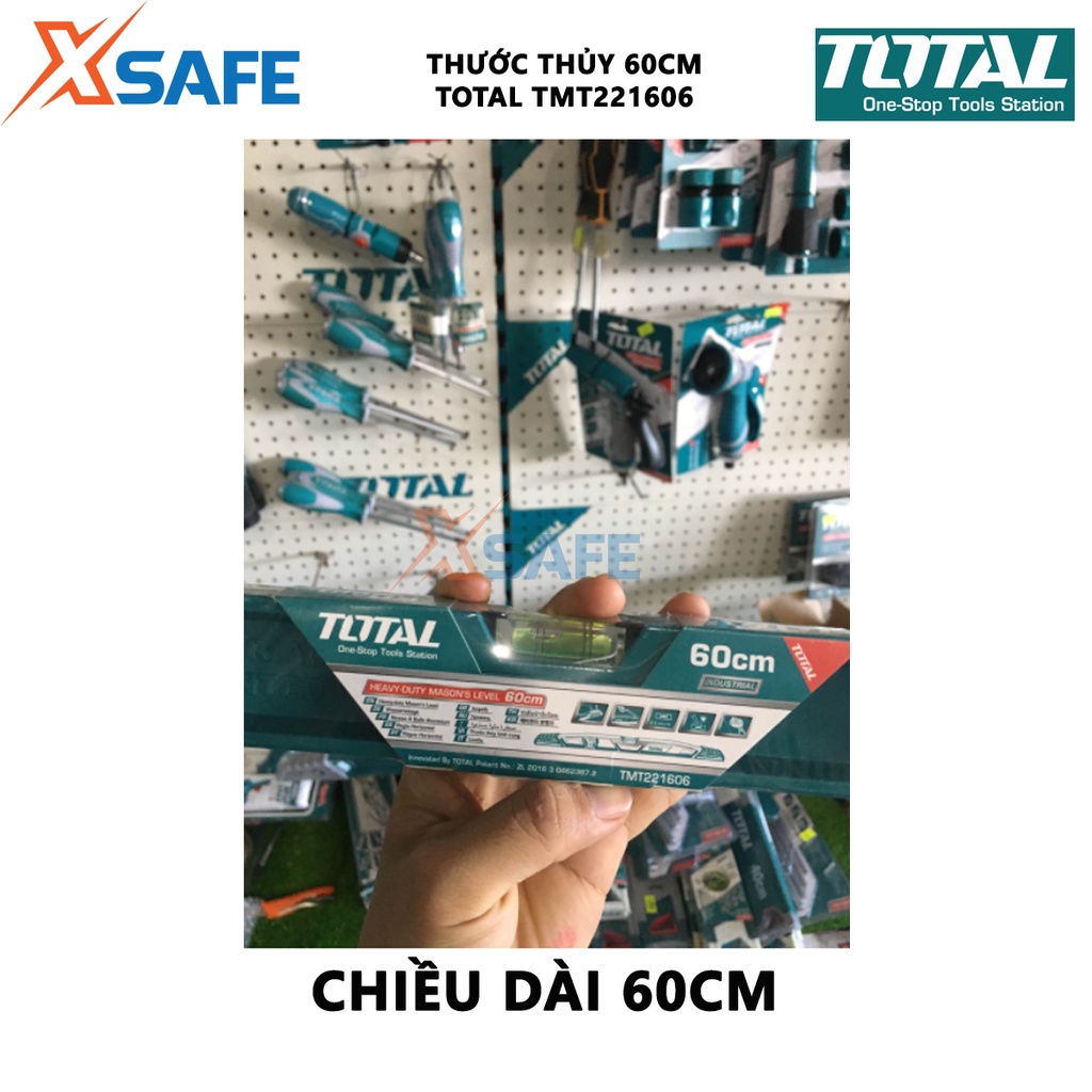 Thước thủy TOTAL TMT221606 Thước nivo gọn nhẹ, chịu lực, chống hư hại tốt, dùng đo độ nghiêng, độ dốc, góc nghiêng