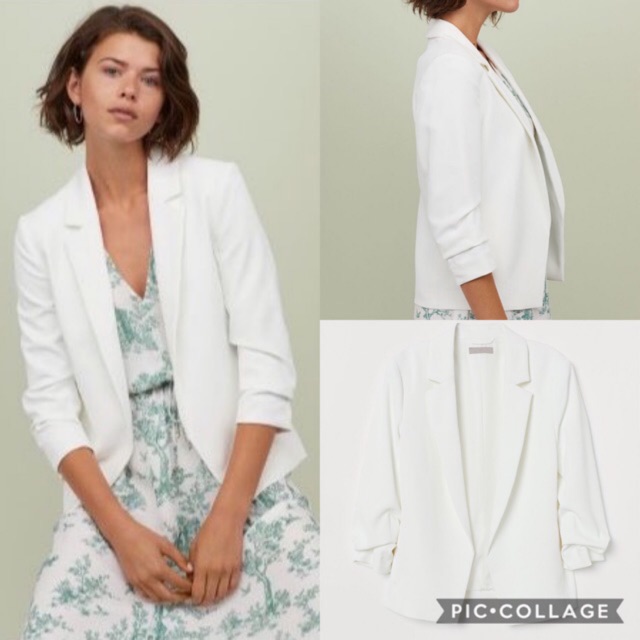 Đức-Áo vest blazer H&M auth new tag Trắng authentic 2 lớp có lót chính hãng cao cấp