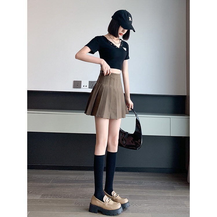 NRVP Chân Váy Chữ A Lưng Cao Màu Sắc Thời Trang