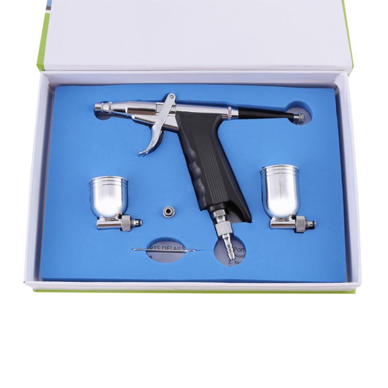 RRIAN  Multi-Purpose 2 Cups Side Feed Spray Trigger Airbrush for Art Painting 166