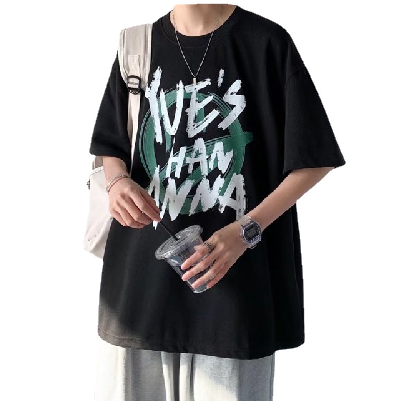 Áo Thun Tay Ngắn Dáng Rộng In Chữ Phong Cách Hàn Quốc Thời Trang Mùa Hè Cho Nam Size M-8XL