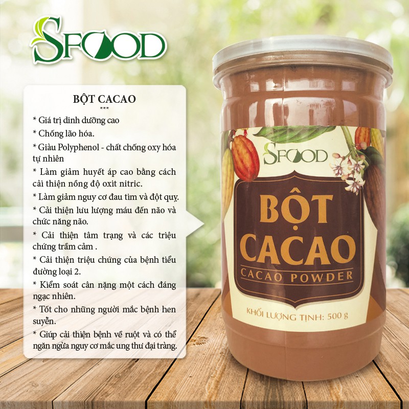 Bột cacao nguyên chất SFOOD, cacao nguyên chất