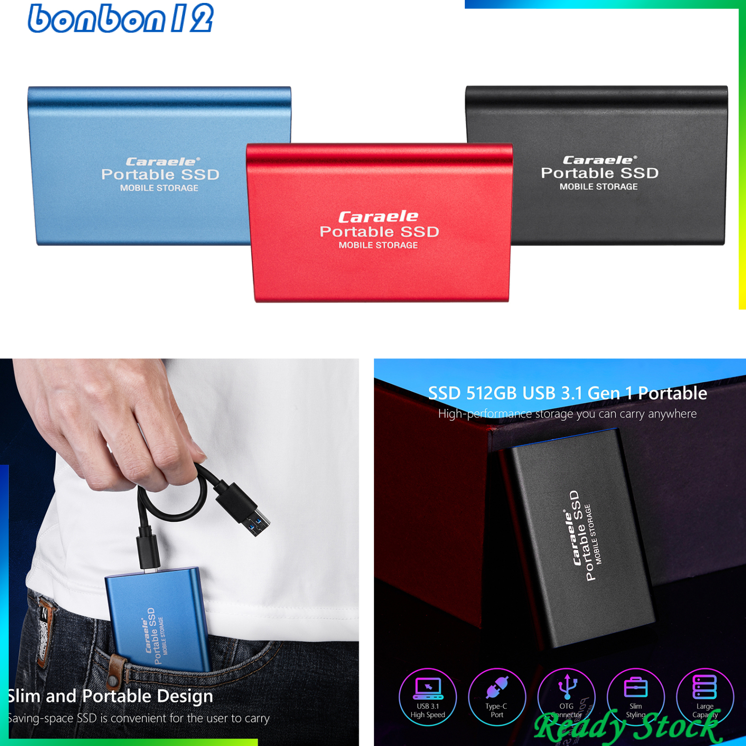 Ổ Cứng Ngoài Usb 3.0 500gb Ssd Usb 3.1 Gen-1 Usb-C