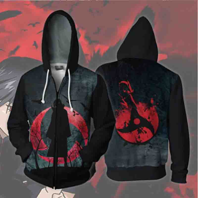 Áo Khoác Hoodie Tay Dài Có Khóa Kéo In Hình Naruto