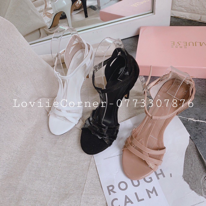 LOVIIECORNER - GIÀY SANDAL CAO GÓT NHỌN QUAI RỌ QUAI RỌ ĐAN - GIÀY CAO GÓT 9P ĐẾ NHỌN 9CM - GIÀY CAO GÓT NHỌN  G201047