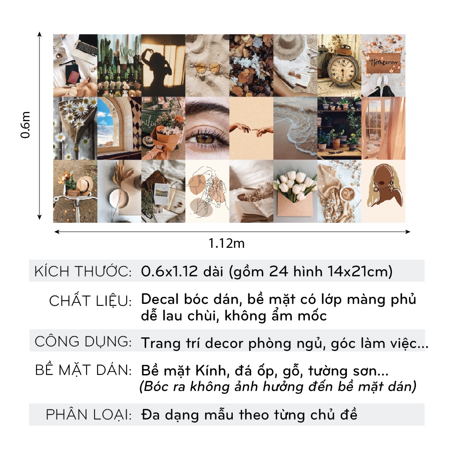 Postcard vintage cute sticker dán tường decor decal theme Autumn mùa thu mẫu 4 1304