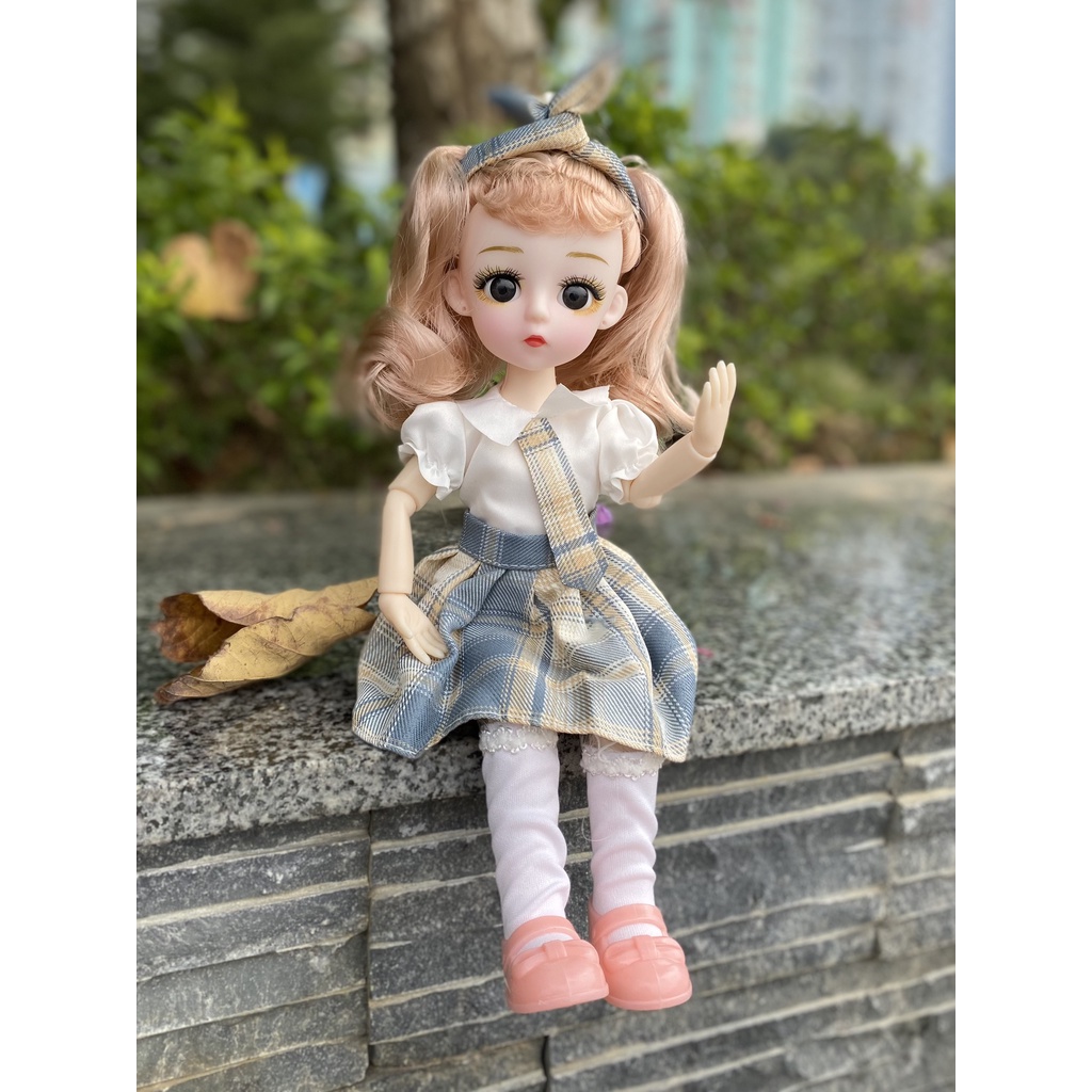 Bộ sưu tập búp bê mắt đá, búp bê trang phục học sinh cực đáng yêu