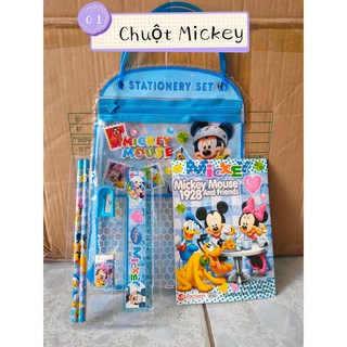 Bộ túi dụng cụ học tập 5 món hoạt hình cho bé trẻ em